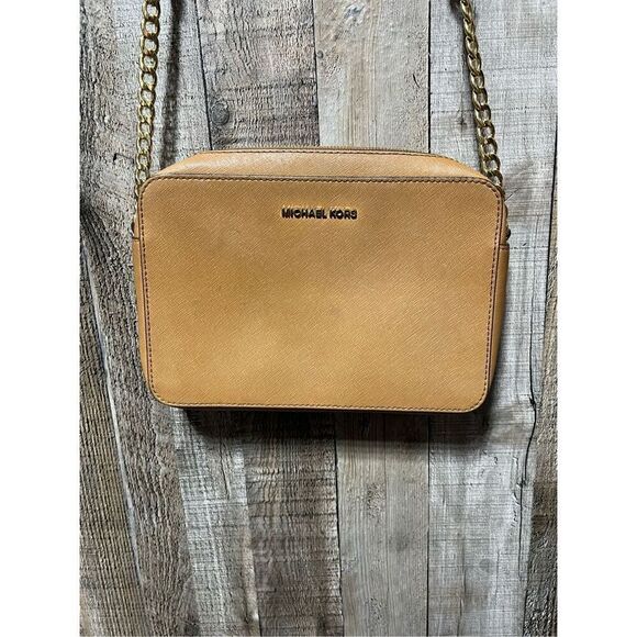 Michael Kors Tan Leather Crossbody Bag Purse - Picture 2 of 11